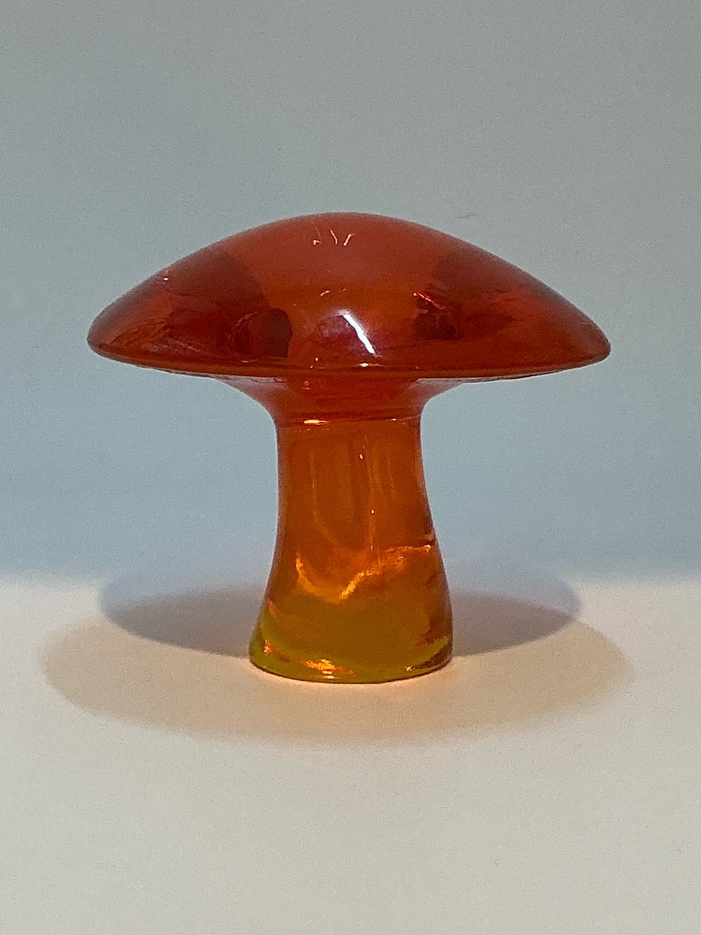 Mushroom Hand Blown Amber Art Glass Paperweight Vintage Mid-Century Style Decor - Picture 8 of 8